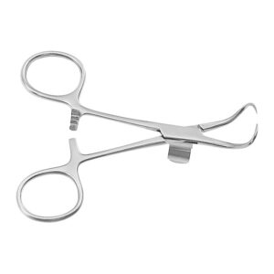 Towel forceps with tubing clamp